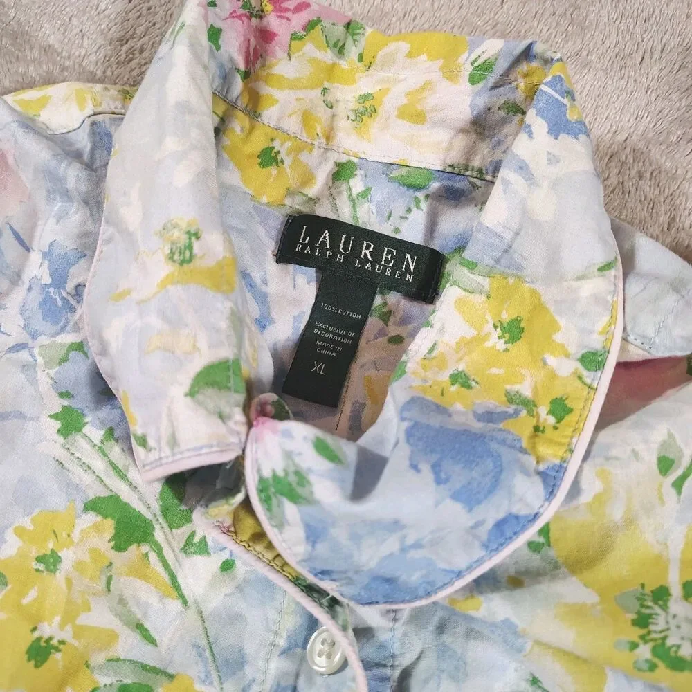 Lauren Ralph Lauren Floral Pajama Set Romantic Sleepwear XL L Cottagecore Soft - Picture 2 of 13
